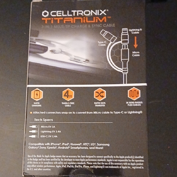 Titanium 3-in-1 Multi-Tip Cable - White - Picture 2 of 2